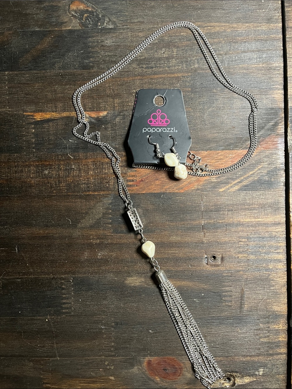 ⭐️3/$15⭐️ paparazzi Necklace with Cream Beads and Tassel w/matching earrings